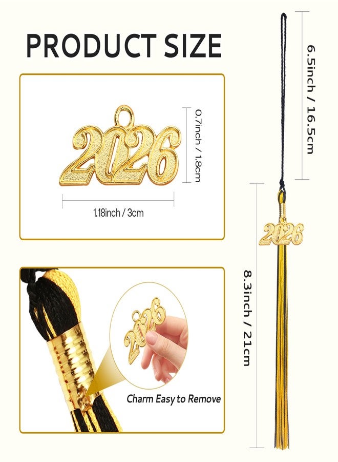 Nelisylux 2026 Tassel Graduation, Black and Gold Graduation Tassel, 2026 Tassel Charms for Graduations Cap Decorations, Tassels Memorial Grad Cords for College High School Graduate Hat Ceremonies Accessories - Image 2